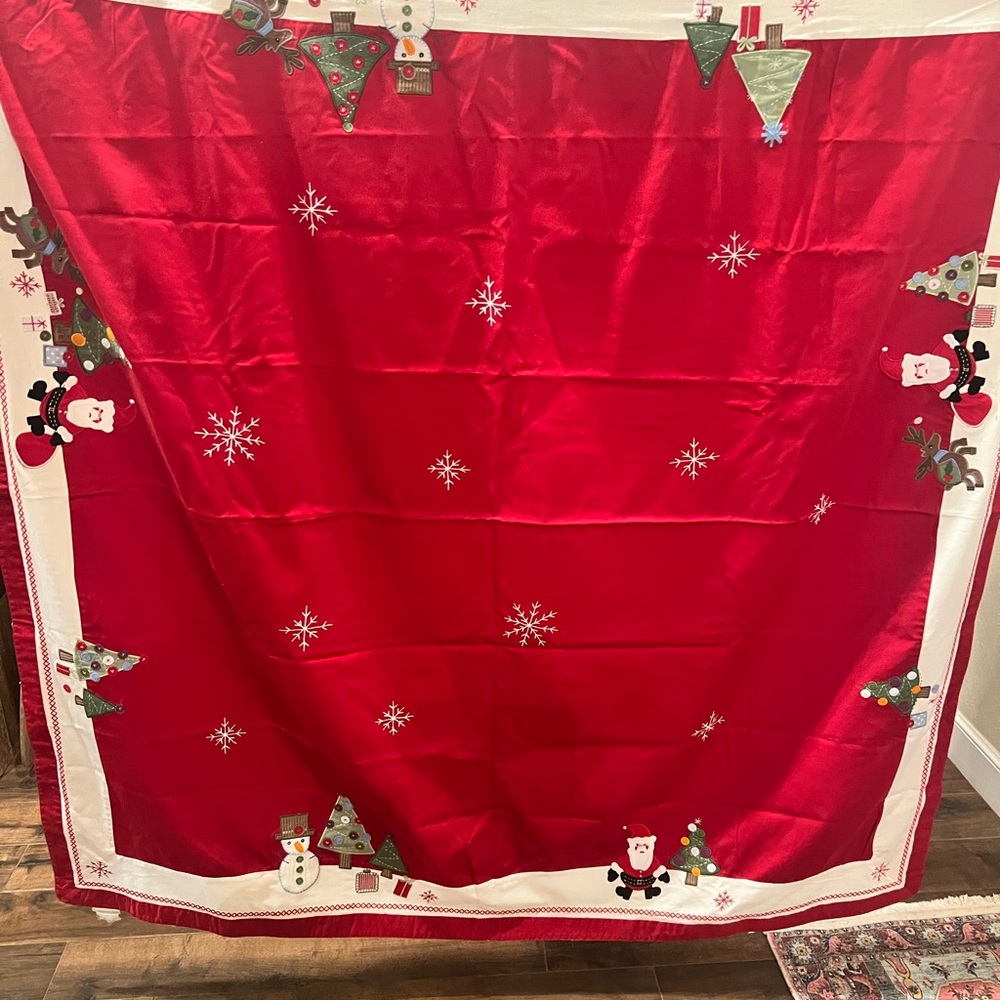 Pottery Barn kids Christmas tablecloth 66x66 like new this one is discontinued